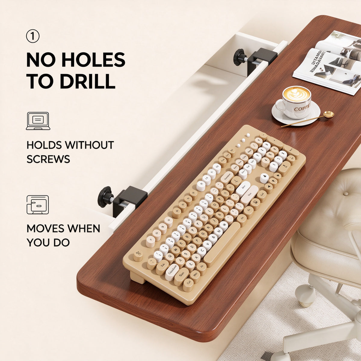 Drawer Extension Board, 21.7 to 29.5 in, Walnut White or Black