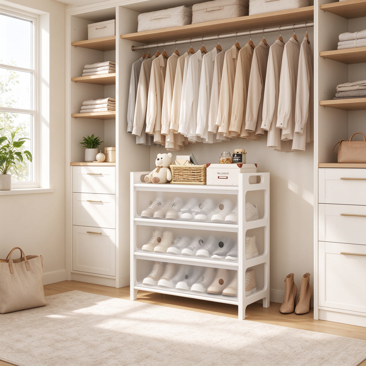 Dust-Proof Shoe Rack with Zip Cover, 4 or 5 Tier, 23.6 or 31.5 in