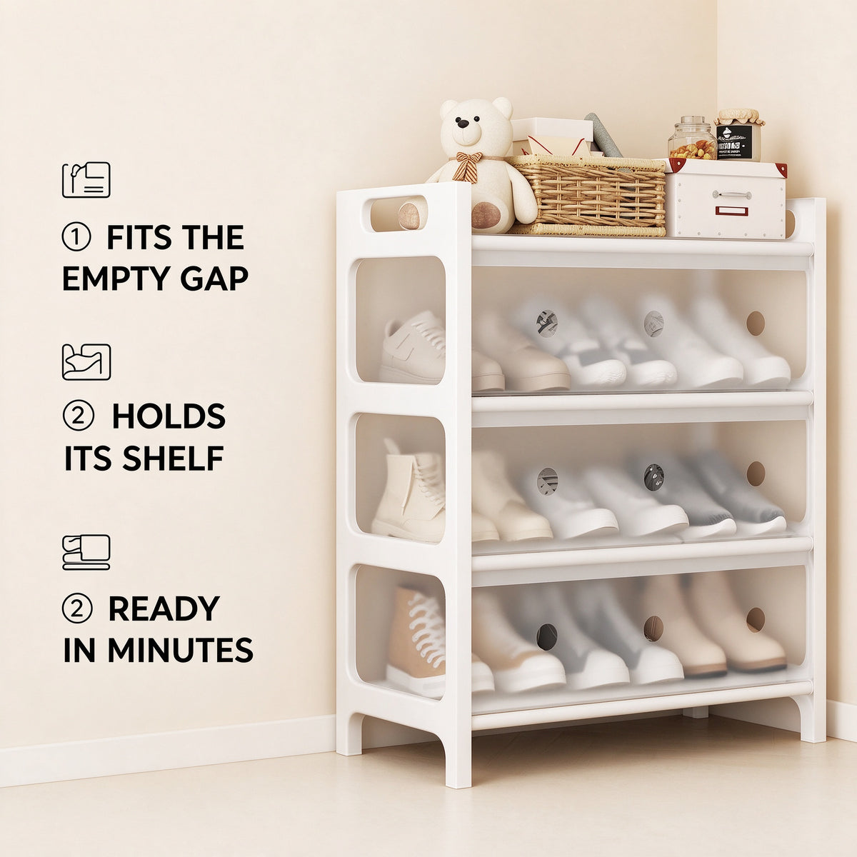 Dust-Proof Shoe Rack with Zip Cover, 4 or 5 Tier, 23.6 or 31.5 in