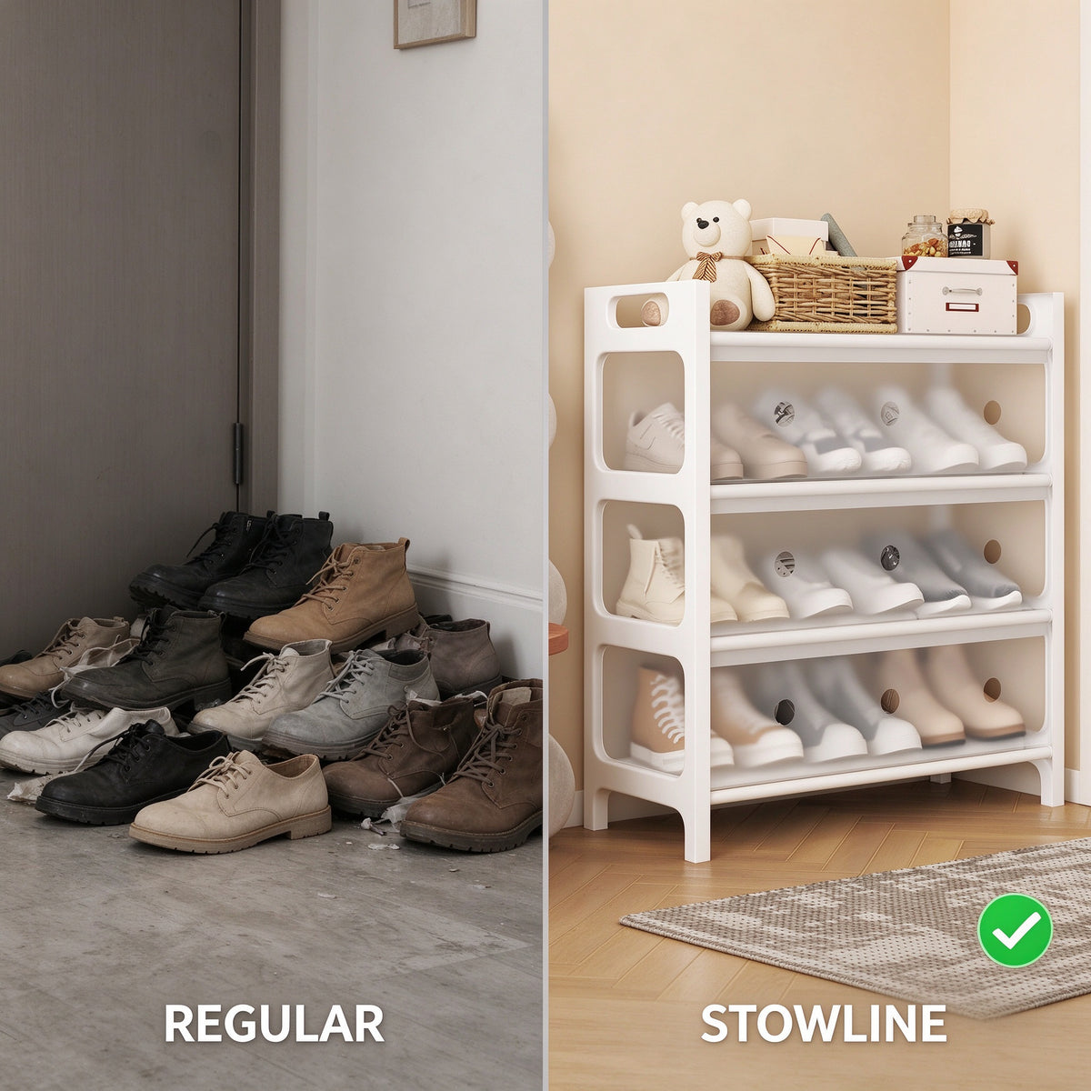 Dust-Proof Shoe Rack with Zip Cover, 4 or 5 Tier, 23.6 or 31.5 in