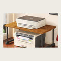 Freestanding desk riser holding a small printer with a second printer stored on the level below