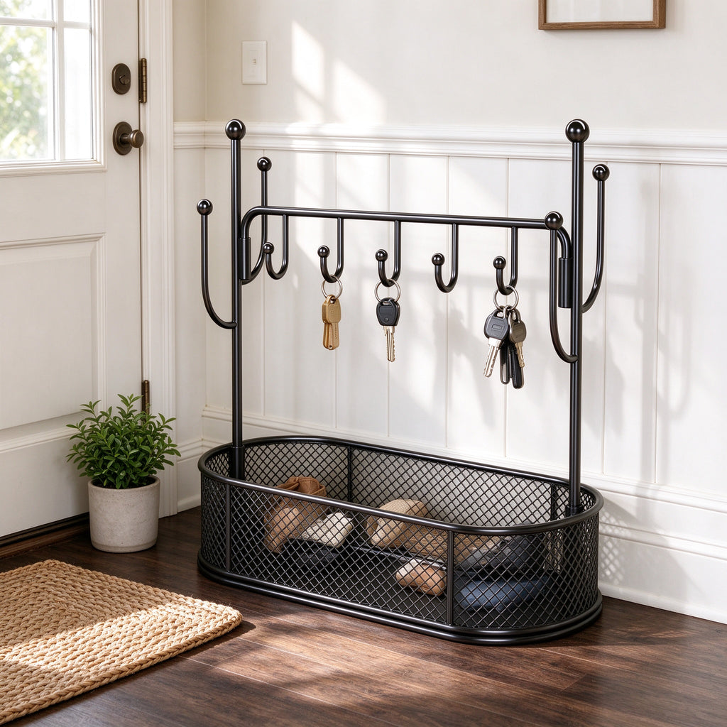 Freestanding Entryway Organizer, 11.6 in Wide, Black or White
