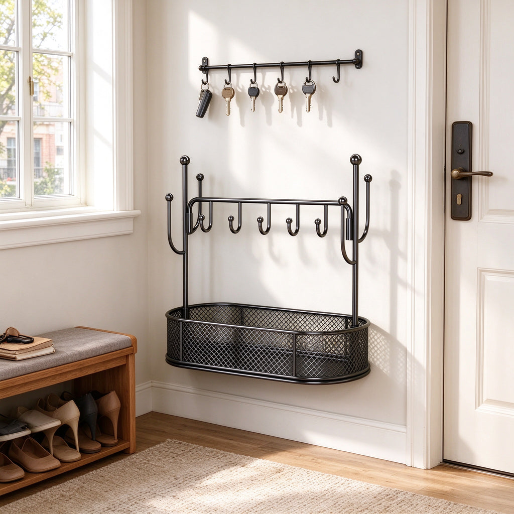 Freestanding Entryway Organizer, 11.6 in Wide, Black or White