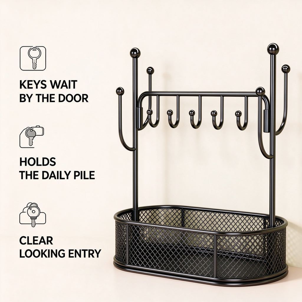 Freestanding Entryway Organizer, 11.6 in Wide, Black or White