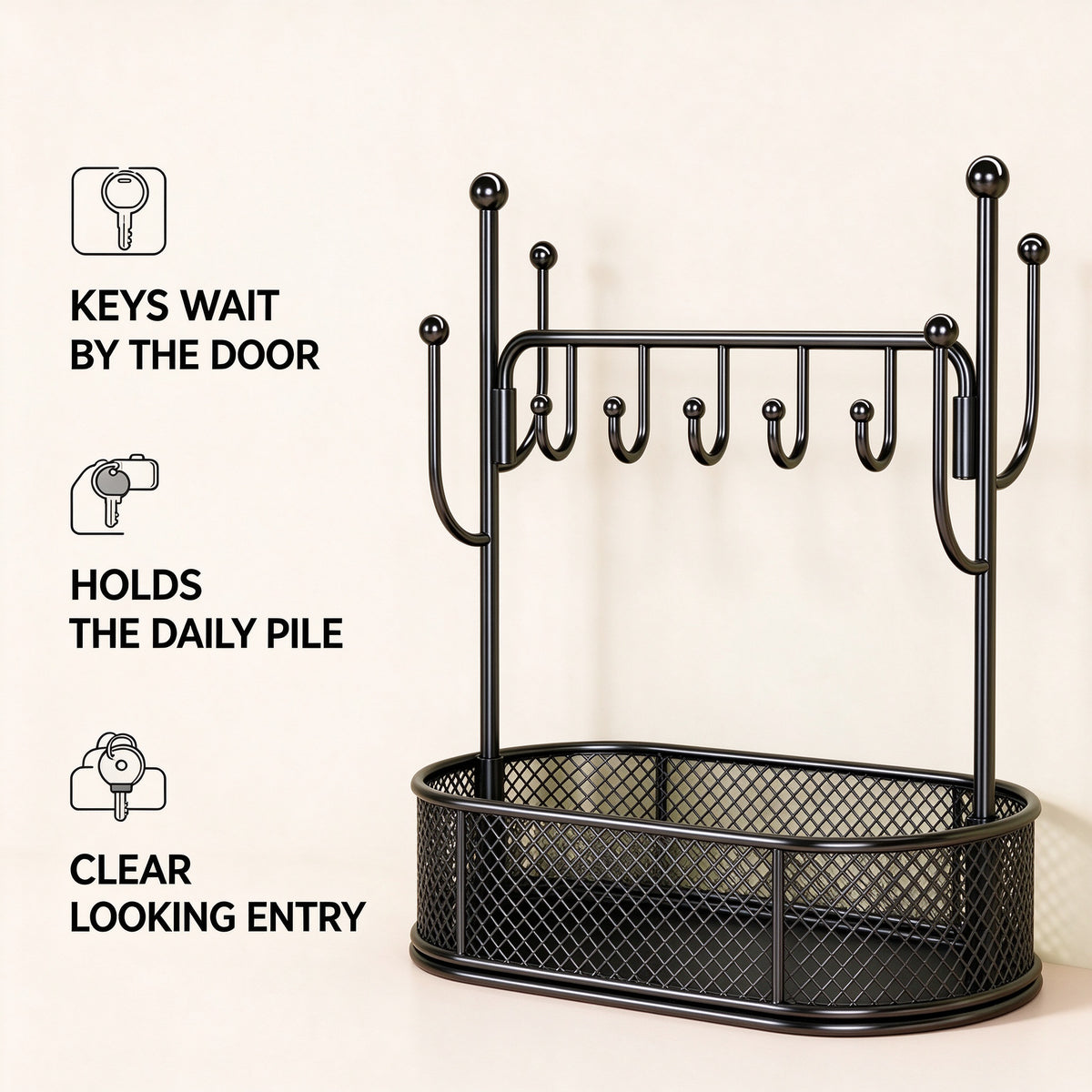 Freestanding Entryway Organizer, 11.6 in Wide, Black or White
