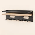 Entryway Key Rack with Shelf, 13.8 in, 8 Hooks, Metal and Bamboo