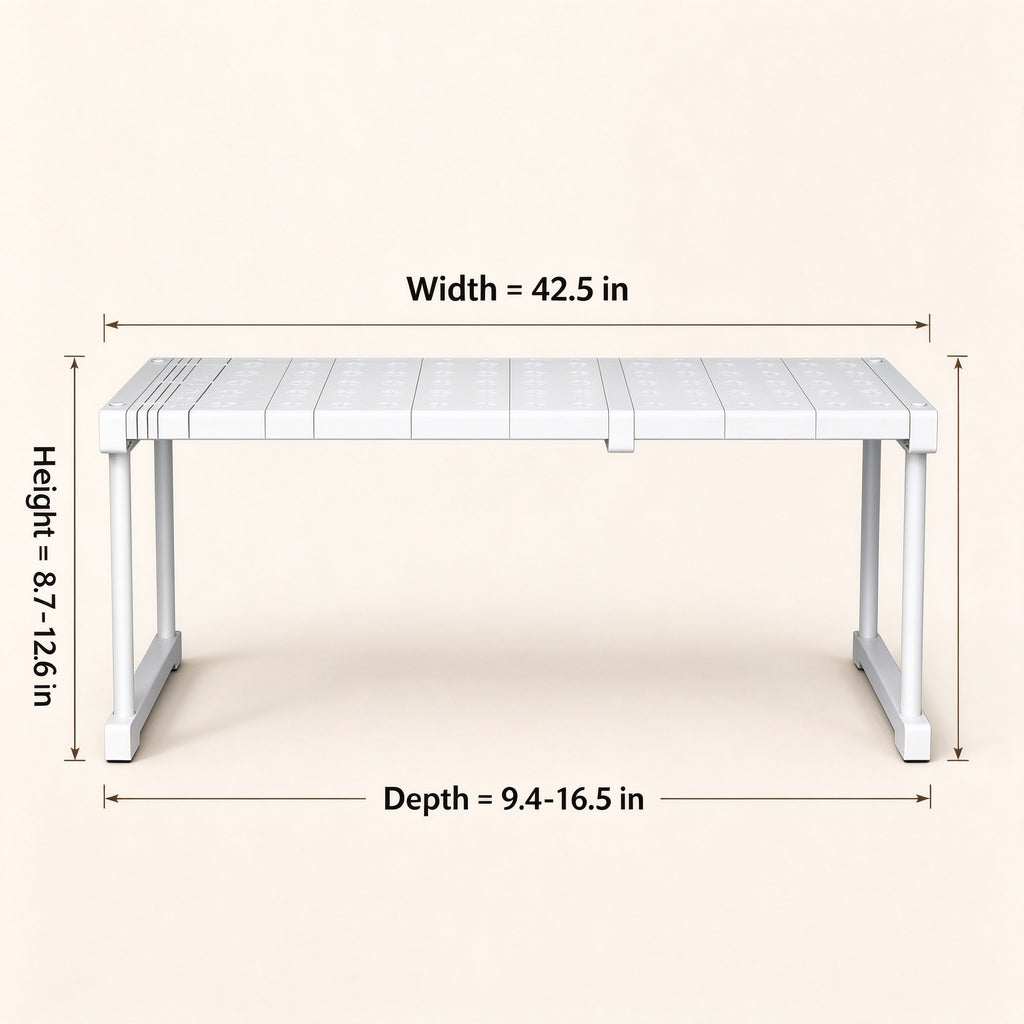 Expandable Shelf Riser, Fits 10.6-42.5 in, Holds 110 lb