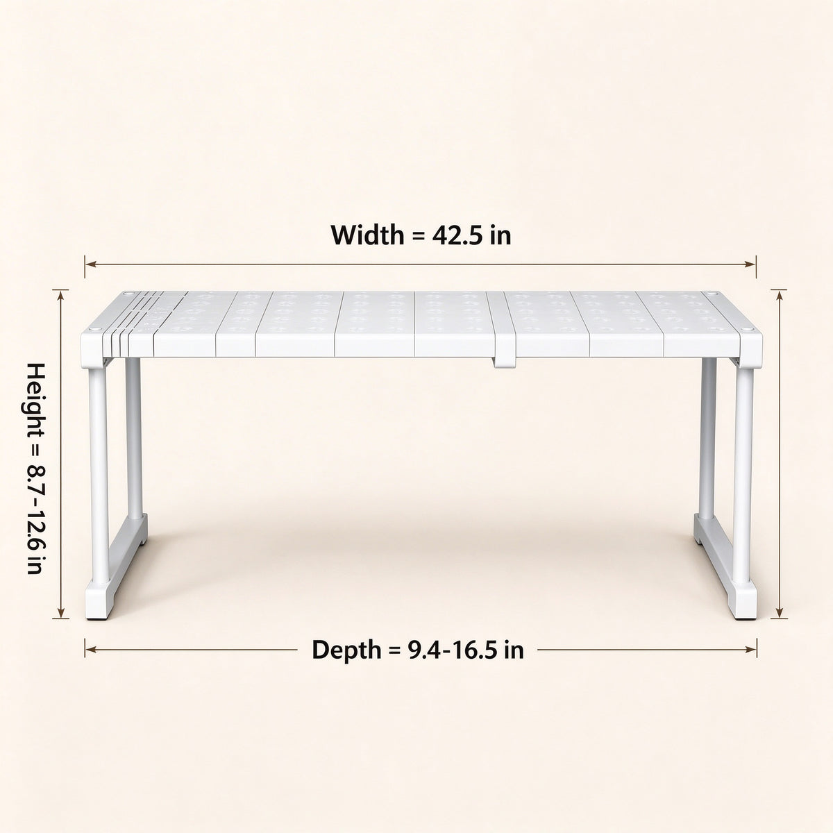 Expandable Shelf Riser, Fits 10.6-42.5 in, Holds 110 lb