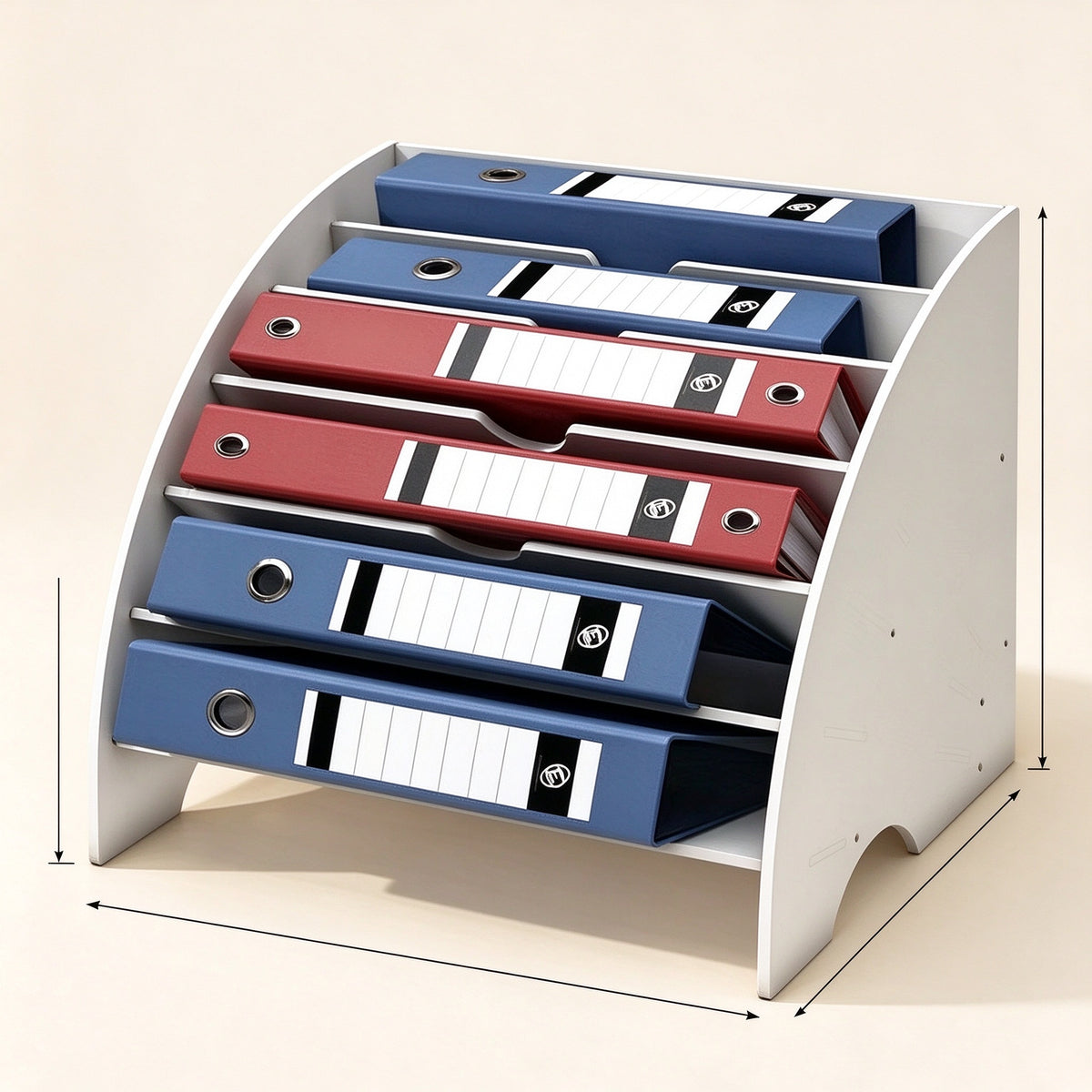Fan File Rack for A4 Folders, 6 Slots, 13.2 in Wide