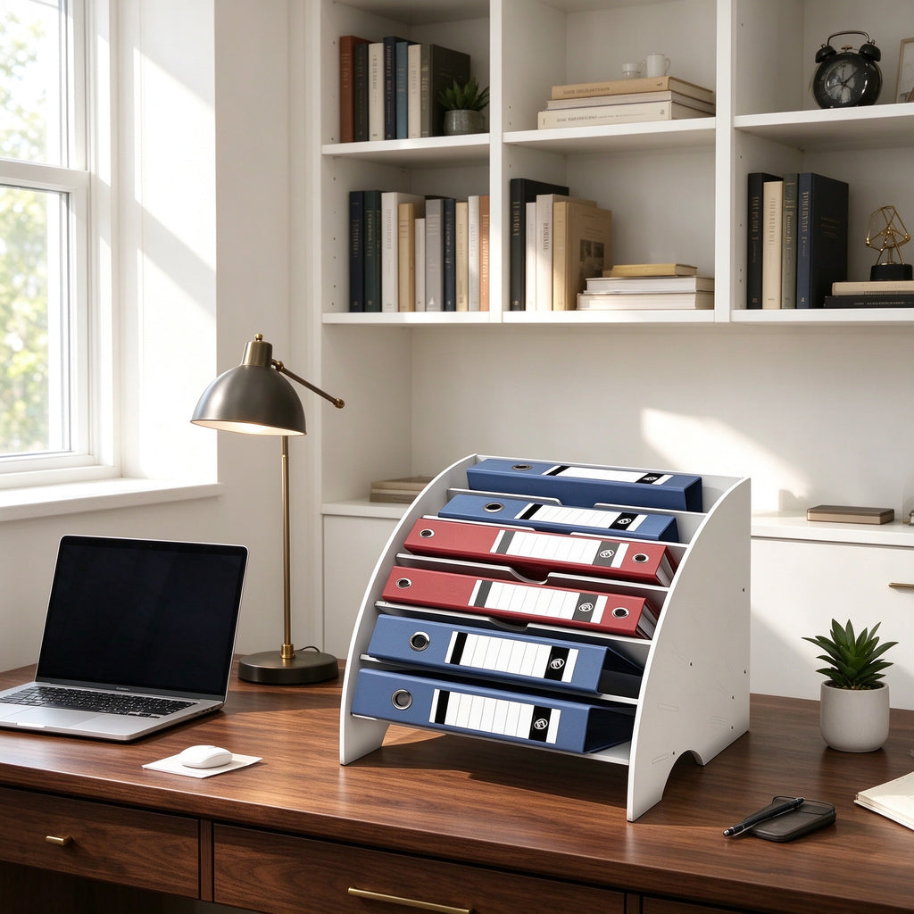 Fan File Rack for A4 Folders, 6 Slots, 13.2 in Wide
