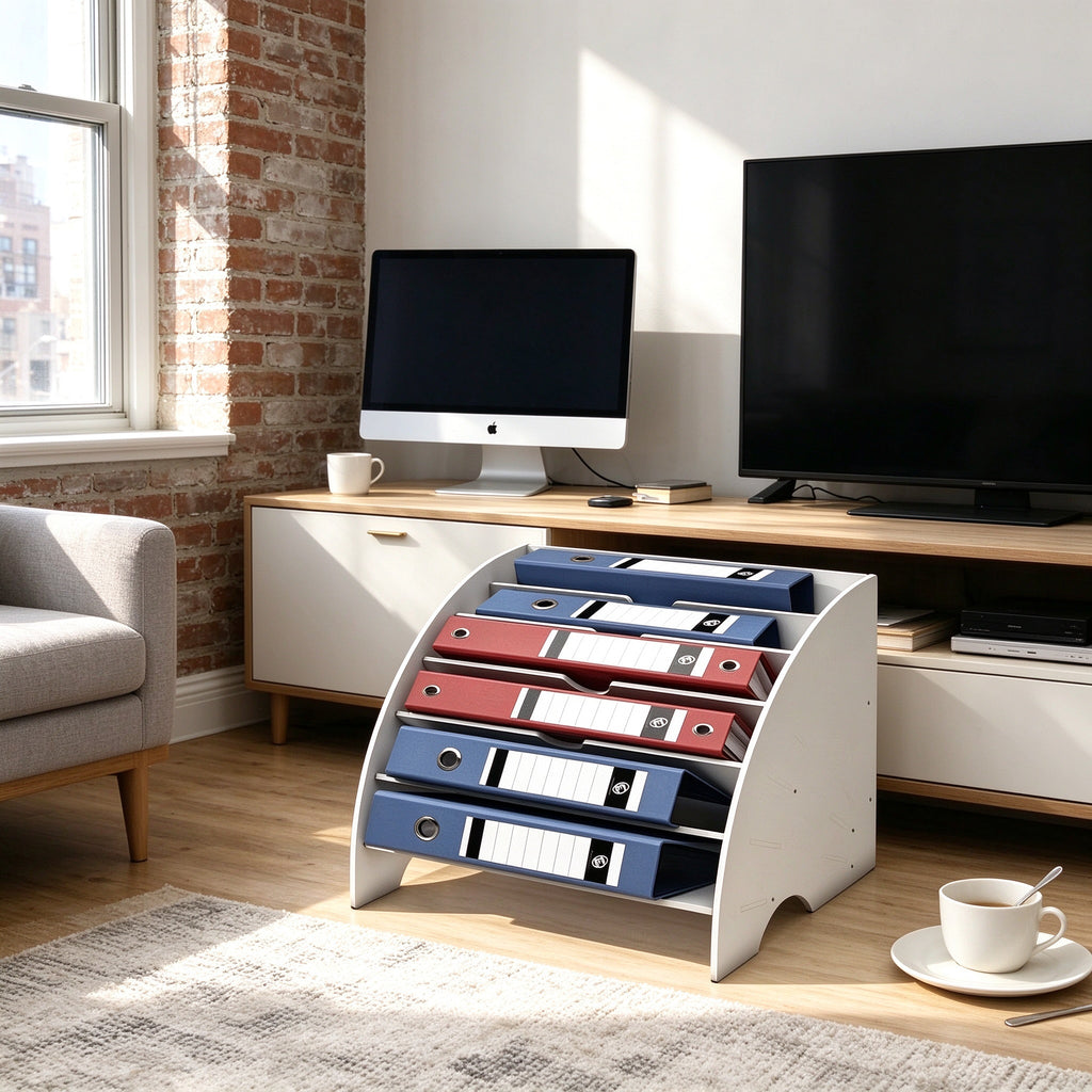 Fan File Rack for A4 Folders, 6 Slots, 13.2 in Wide