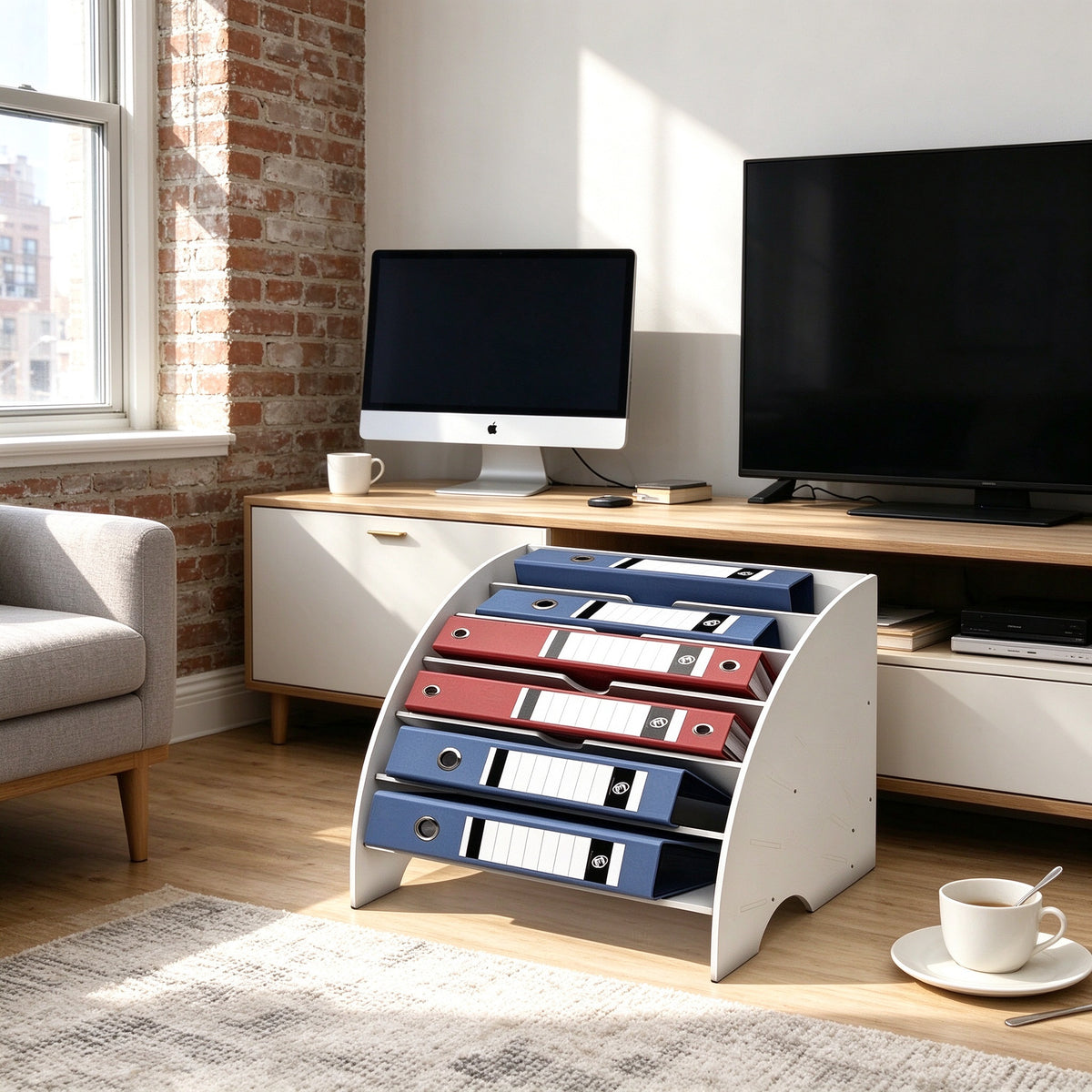 Fan File Rack for A4 Folders, 6 Slots, 13.2 in Wide