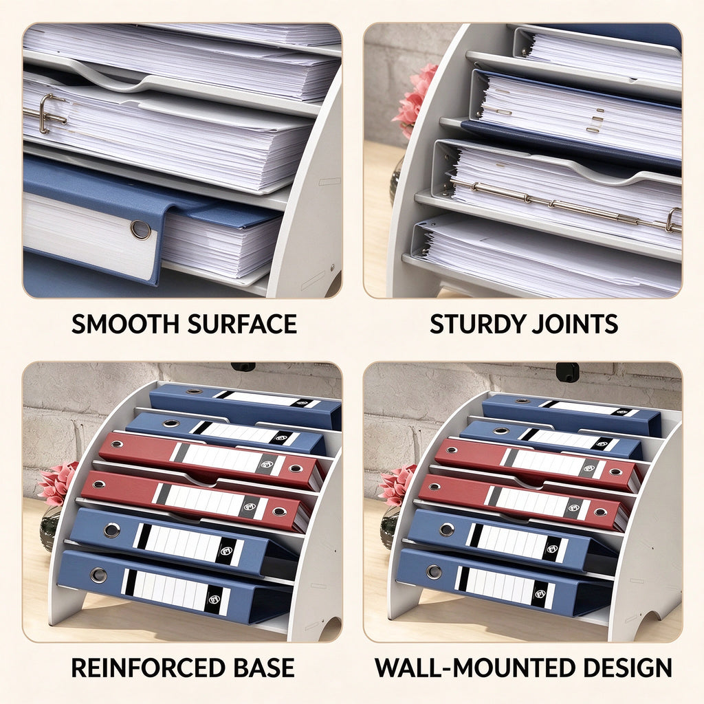Fan File Rack for A4 Folders, 6 Slots, 13.2 in Wide