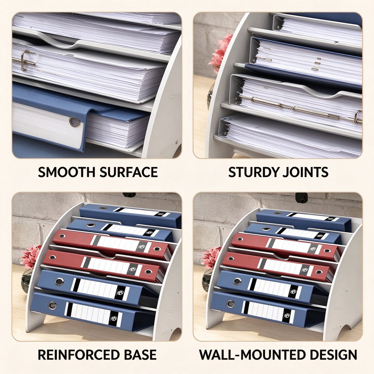 Fan File Rack for A4 Folders, 6 Slots, 13.2 in Wide