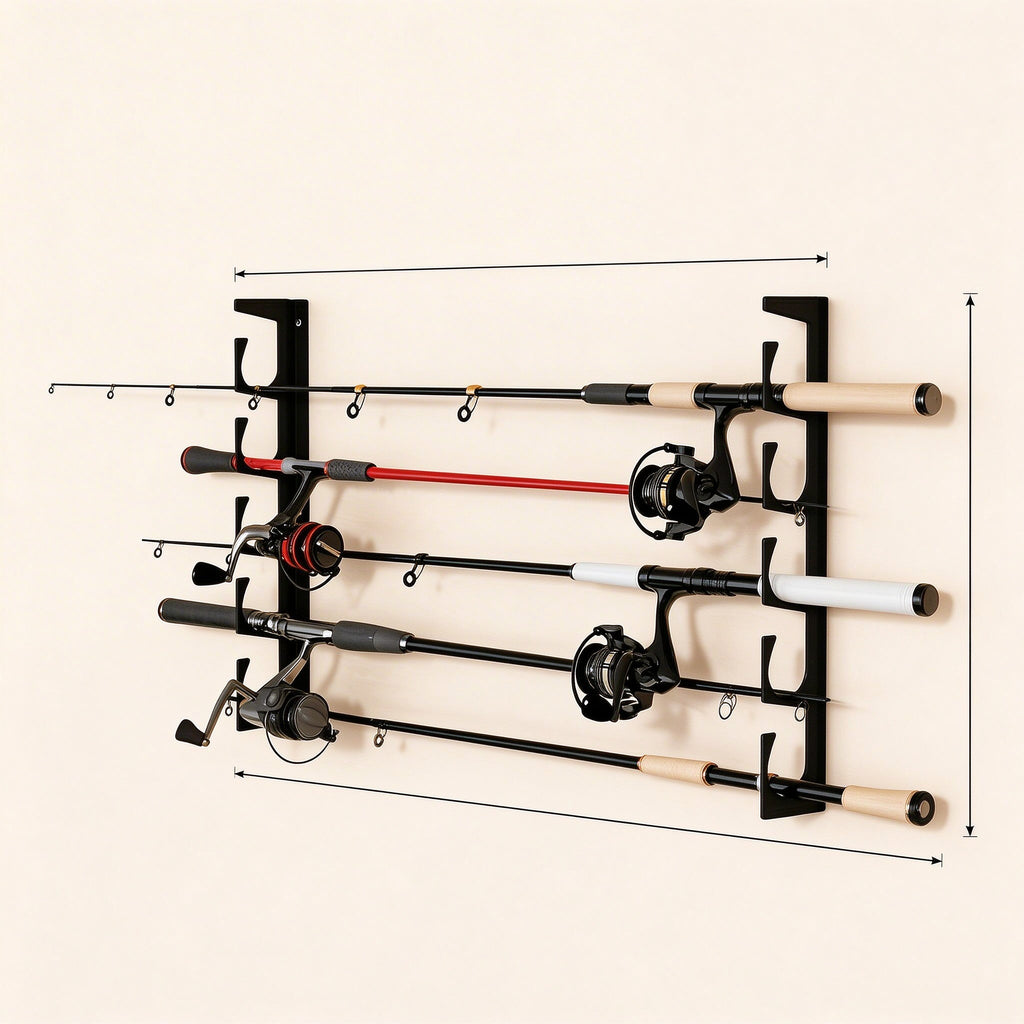 Fishing Rod Rack for Wall or Ceiling, 15.75 in, Pair of Brackets