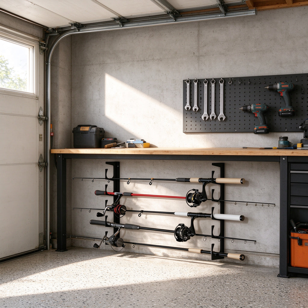 Fishing Rod Rack for Wall or Ceiling, 15.75 in, Pair of Brackets