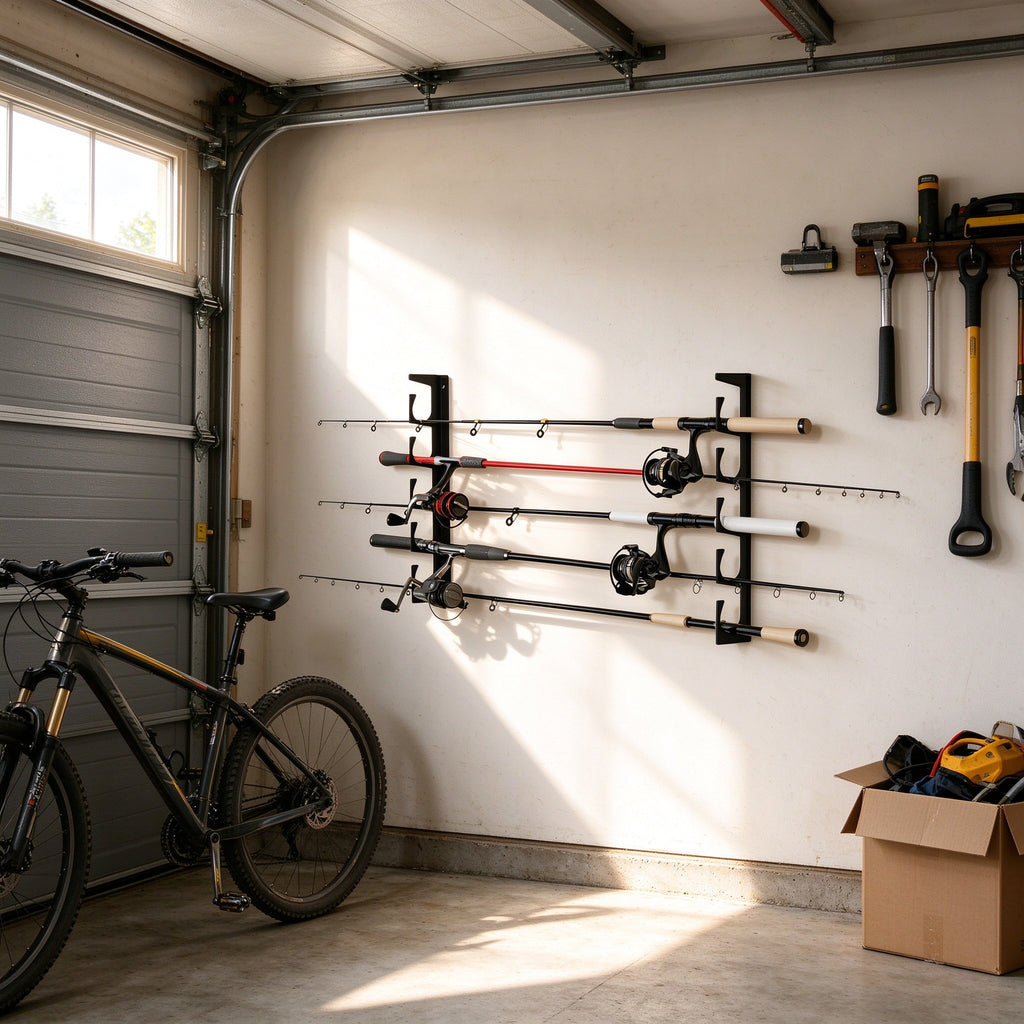 Fishing Rod Rack for Wall or Ceiling, 15.75 in, Pair of Brackets