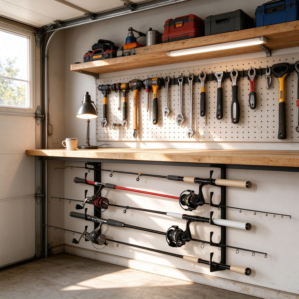 Fishing Rod Rack for Wall or Ceiling, 15.75 in, Pair of Brackets