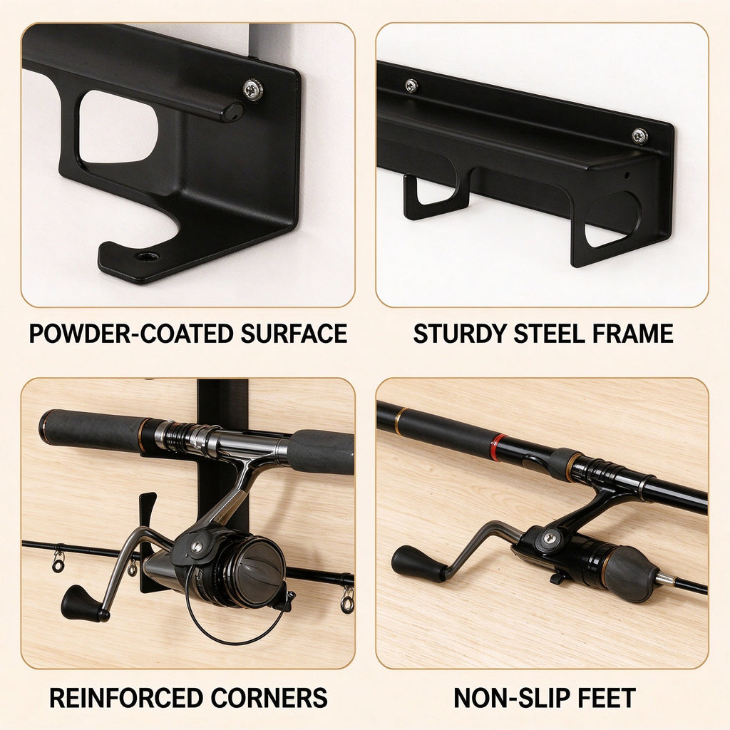 Fishing Rod Rack for Wall or Ceiling, 15.75 in, Pair of Brackets