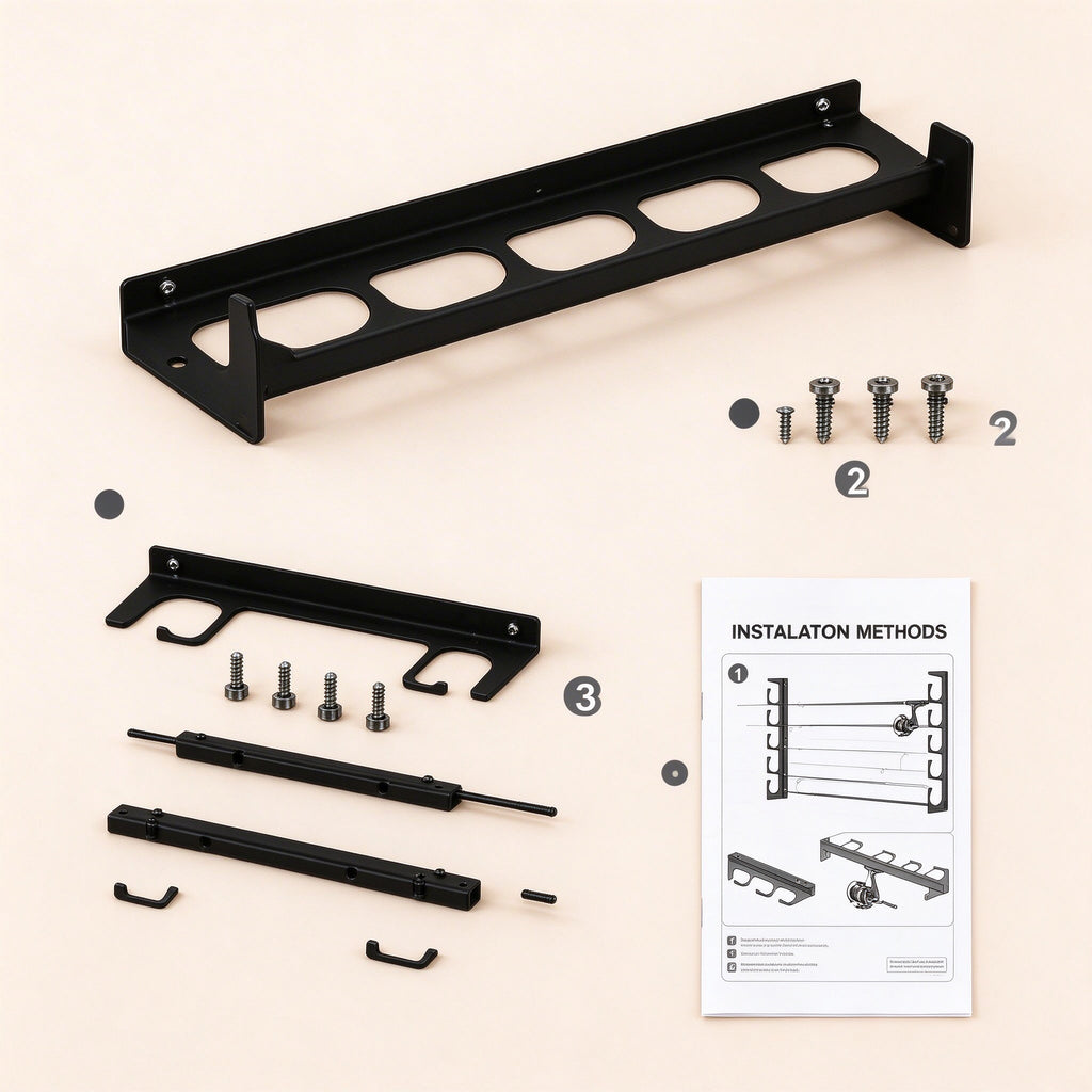Fishing Rod Rack for Wall or Ceiling, 15.75 in, Pair of Brackets