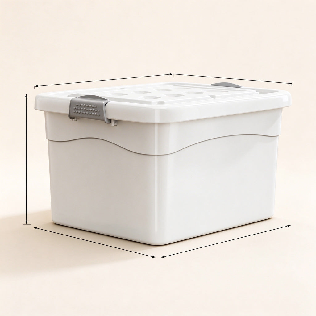 Cream White Storage Bin with Flip Lid, Small to Medium, for Closets