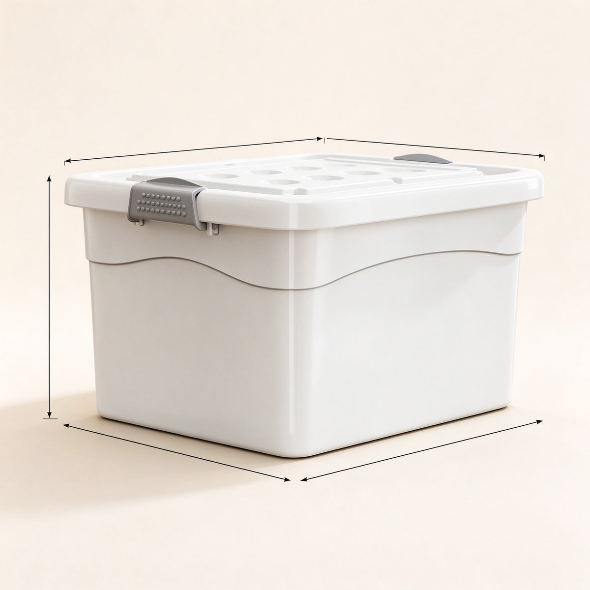 Cream White Storage Bin with Flip Lid, Small to Medium, for Closets