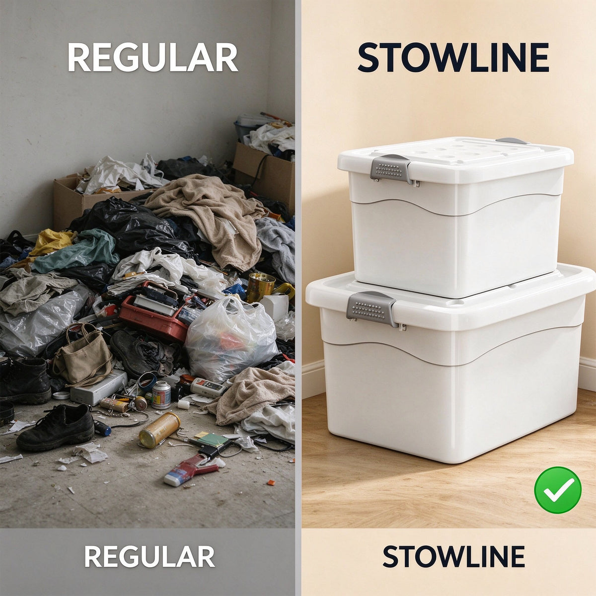 Cream White Storage Bin with Flip Lid, Small to Medium, for Closets