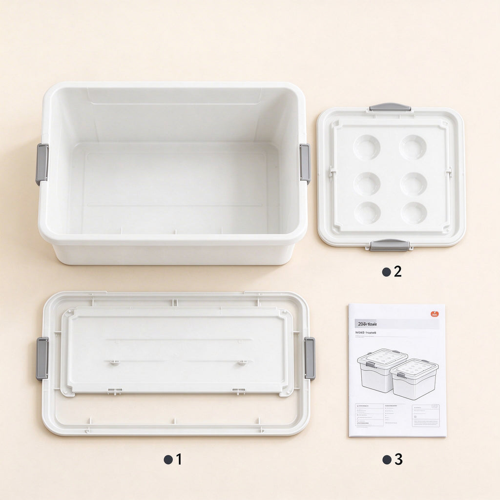 Cream White Storage Bin with Flip Lid, Small to Medium, for Closets