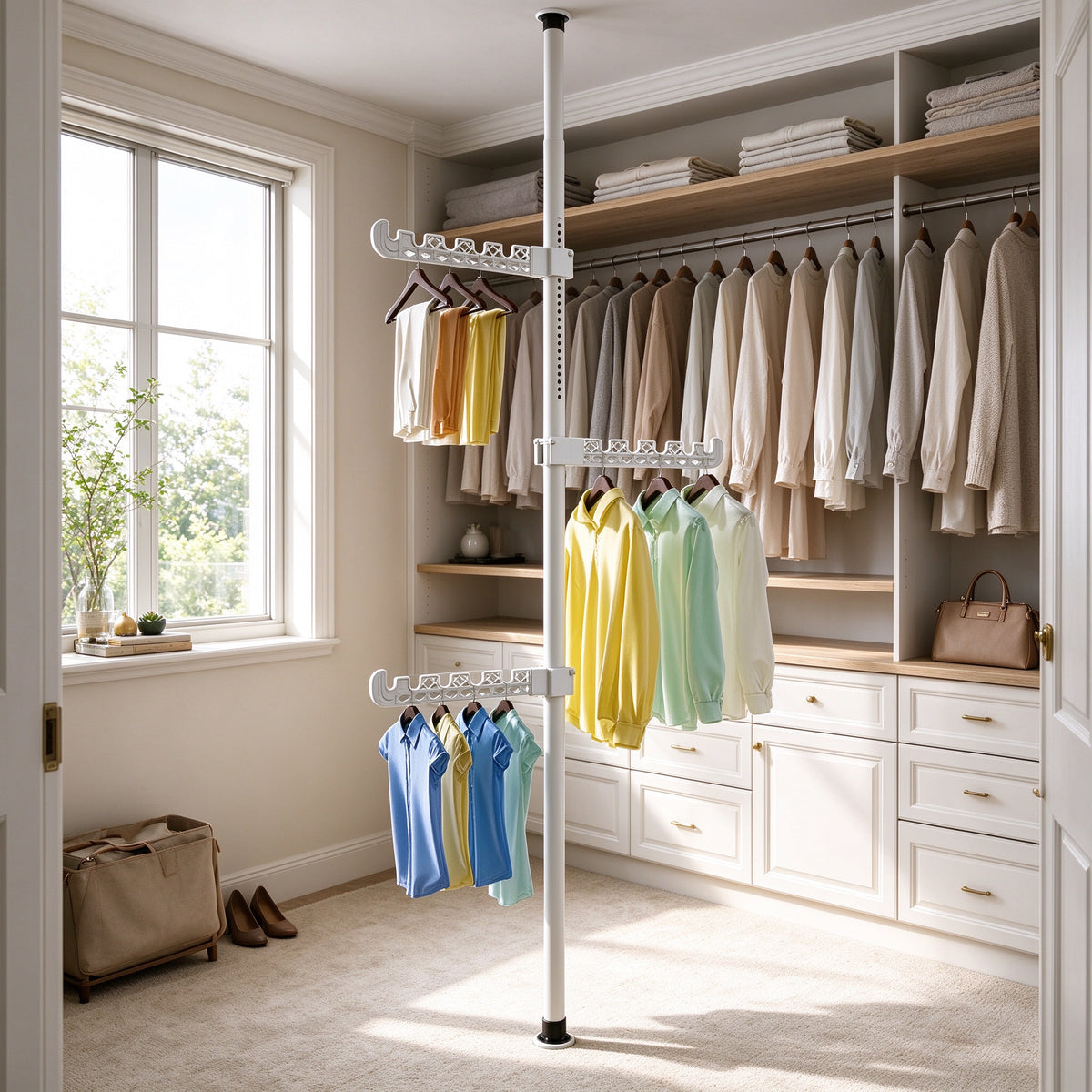 Floor-to-Ceiling Tension Clothes Rack, Fits 43.3-122.0 in Ceilings