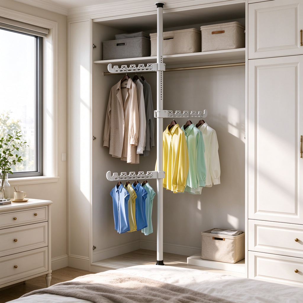 Floor-to-Ceiling Tension Clothes Rack, Fits 43.3-122.0 in Ceilings