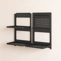 Foldable 2-Tier Wall Shelf, 13.4 in, Carbon Steel, Black or White