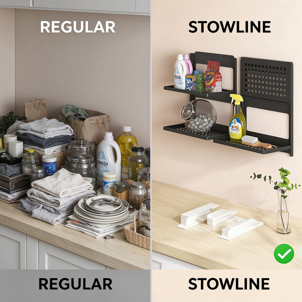 Foldable 2-Tier Wall Shelf, 13.4 in, Carbon Steel, Black or White