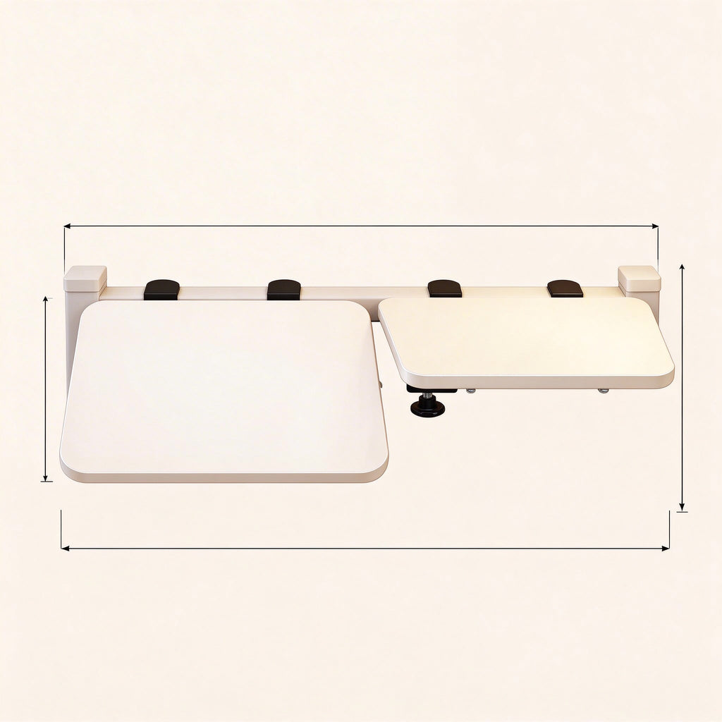 Foldable Clamp-On Shelf, 15.7 to 23.6 in, White or Black