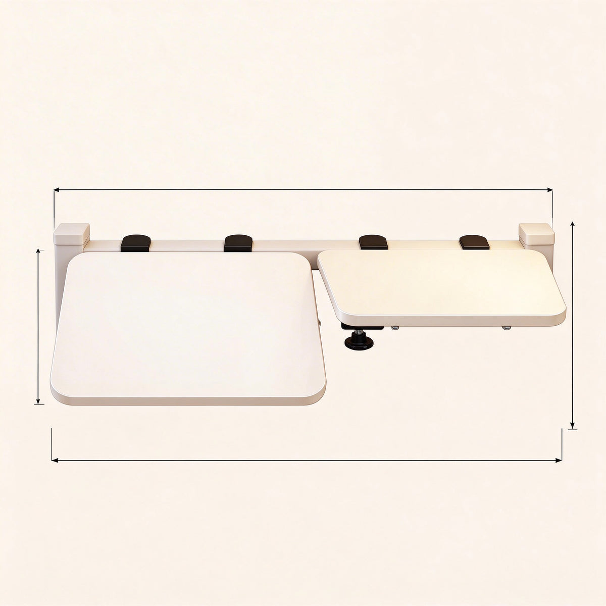 Foldable Clamp-On Shelf, 15.7 to 23.6 in, White or Black