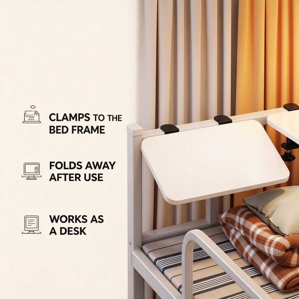 Foldable Clamp-On Shelf, 15.7 to 23.6 in, White or Black