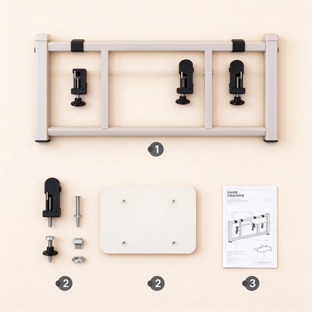 Foldable Clamp-On Shelf, 15.7 to 23.6 in, White or Black