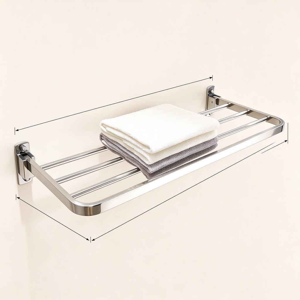 Folding Bathroom Towel Rack, 15.7 in Bar, 304 Stainless, No-Drill