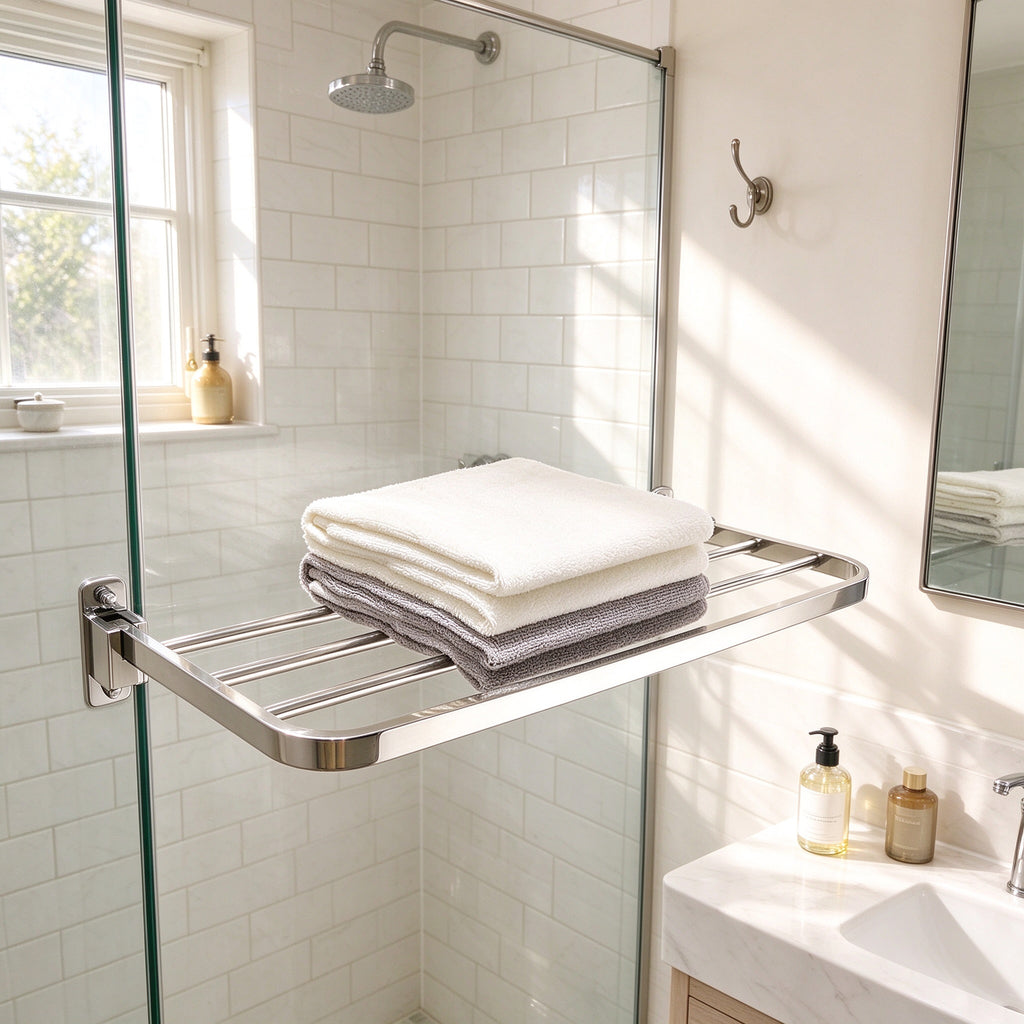 Folding Bathroom Towel Rack, 15.7 in Bar, 304 Stainless, No-Drill