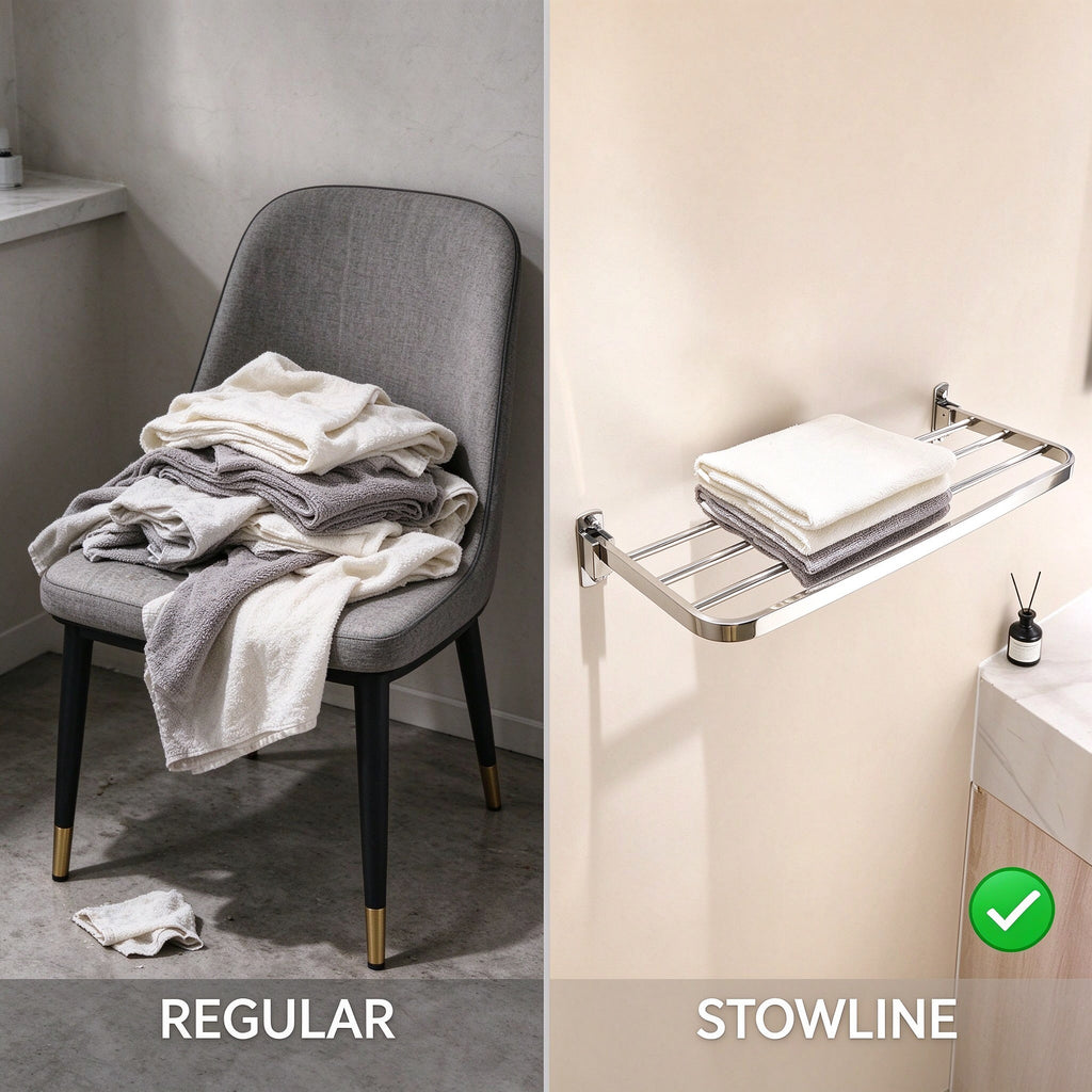 Folding Bathroom Towel Rack, 15.7 in Bar, 304 Stainless, No-Drill