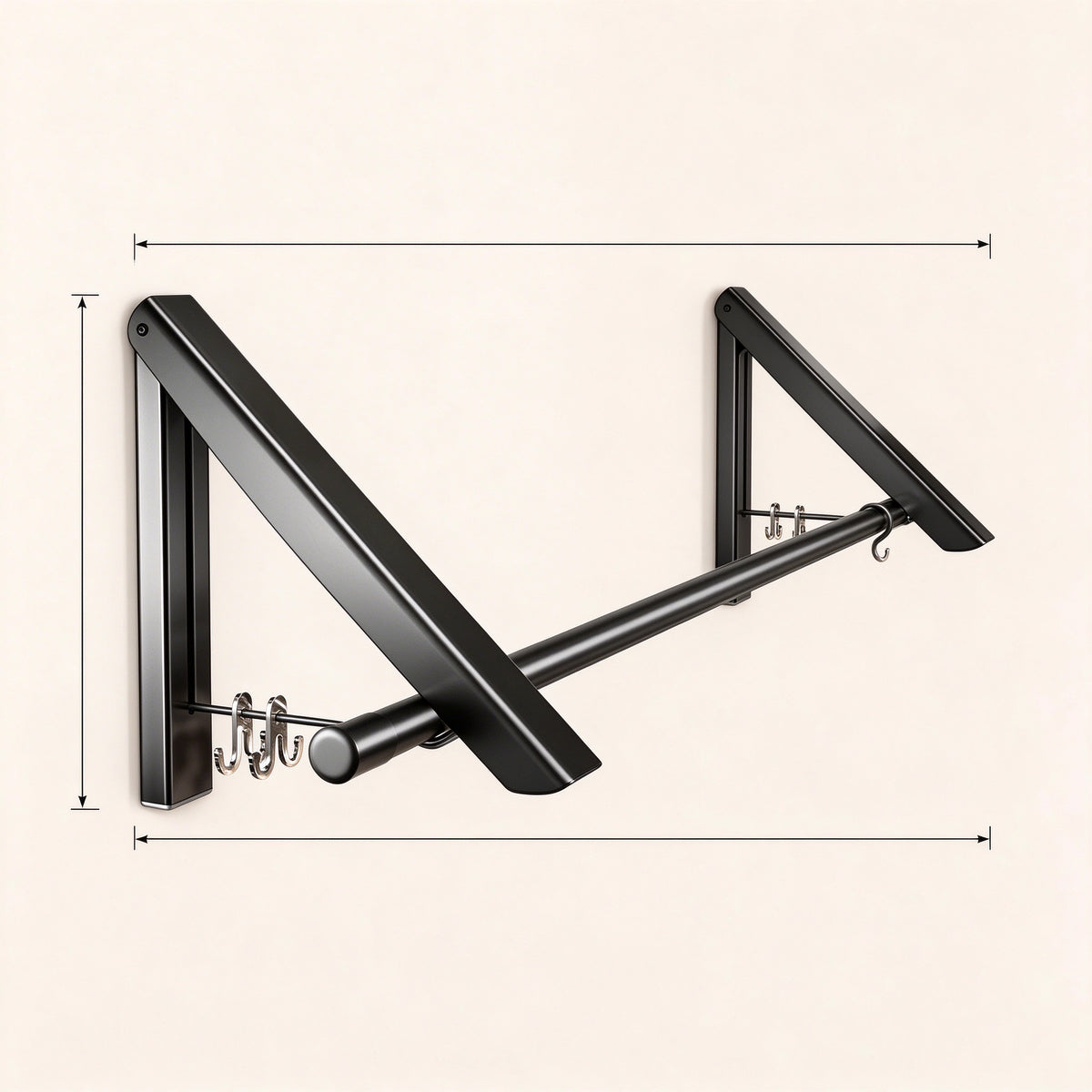 Folding Wall Drying Rack, 15.7 in Aluminium Arms, No-Drill