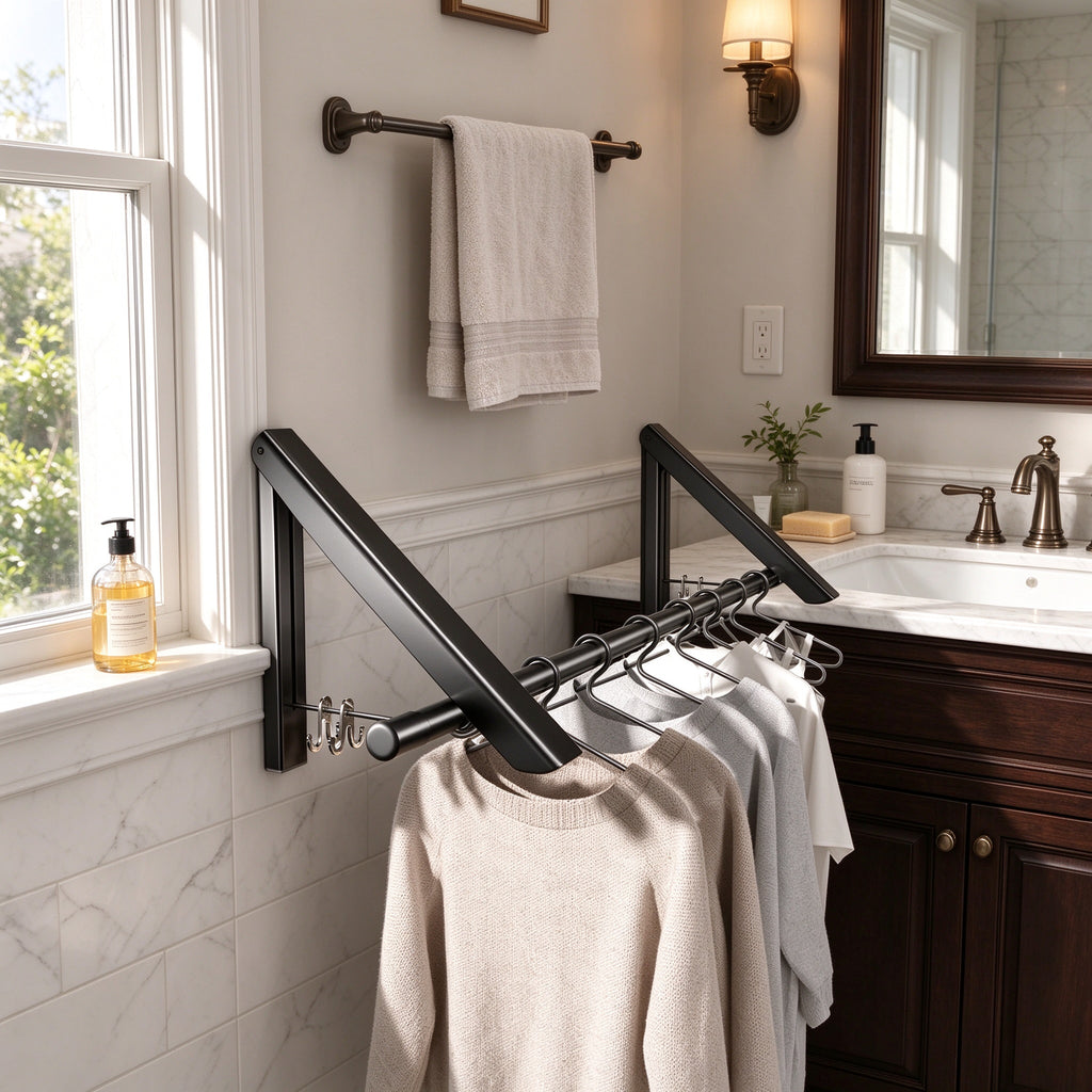 Folding Wall Drying Rack, 15.7 in Aluminium Arms, No-Drill