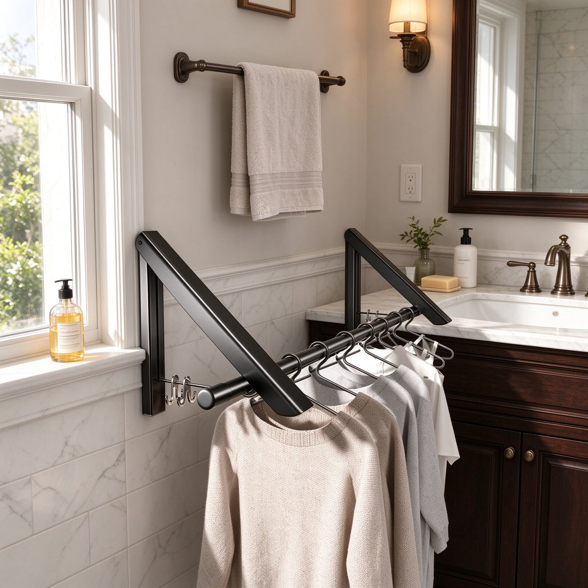 Folding Wall Drying Rack, 15.7 in Aluminium Arms, No-Drill