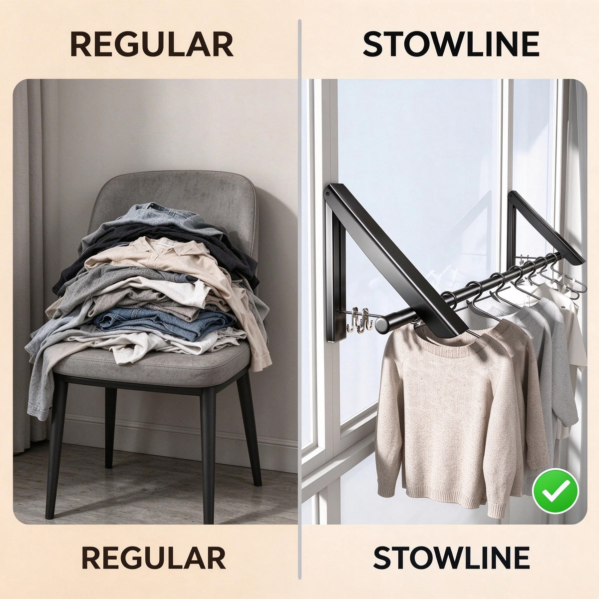 Folding Wall Drying Rack, 15.7 in Aluminium Arms, No-Drill