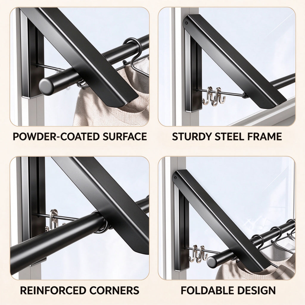 Folding Wall Drying Rack, 15.7 in Aluminium Arms, No-Drill