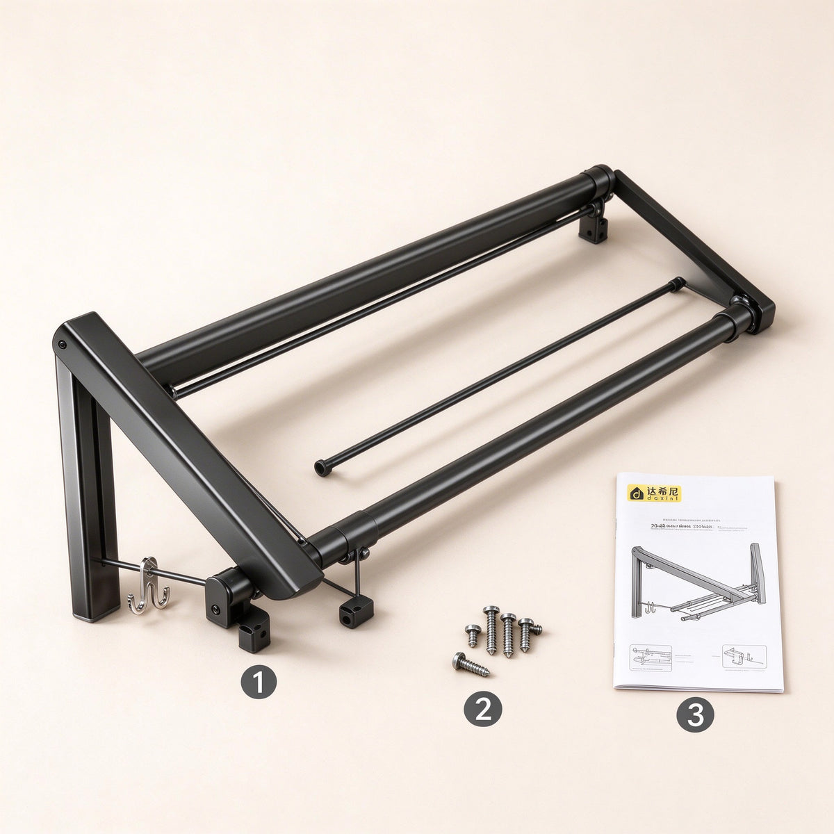 Folding Wall Drying Rack, 15.7 in Aluminium Arms, No-Drill