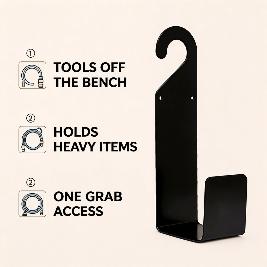 Wall-Mount Garden Hose Holder, 12 in Steel Hook, Spigot or Wall