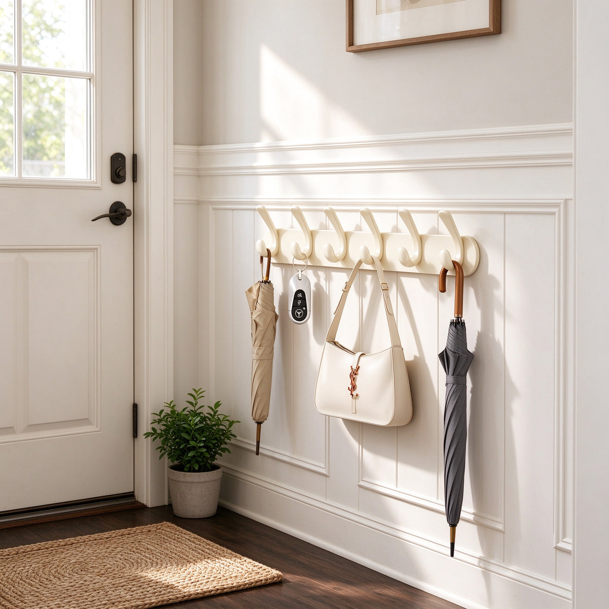 Magnetic Door Hook Rack, 12.6–19.7 in Steel Plate, 4–6 Hooks