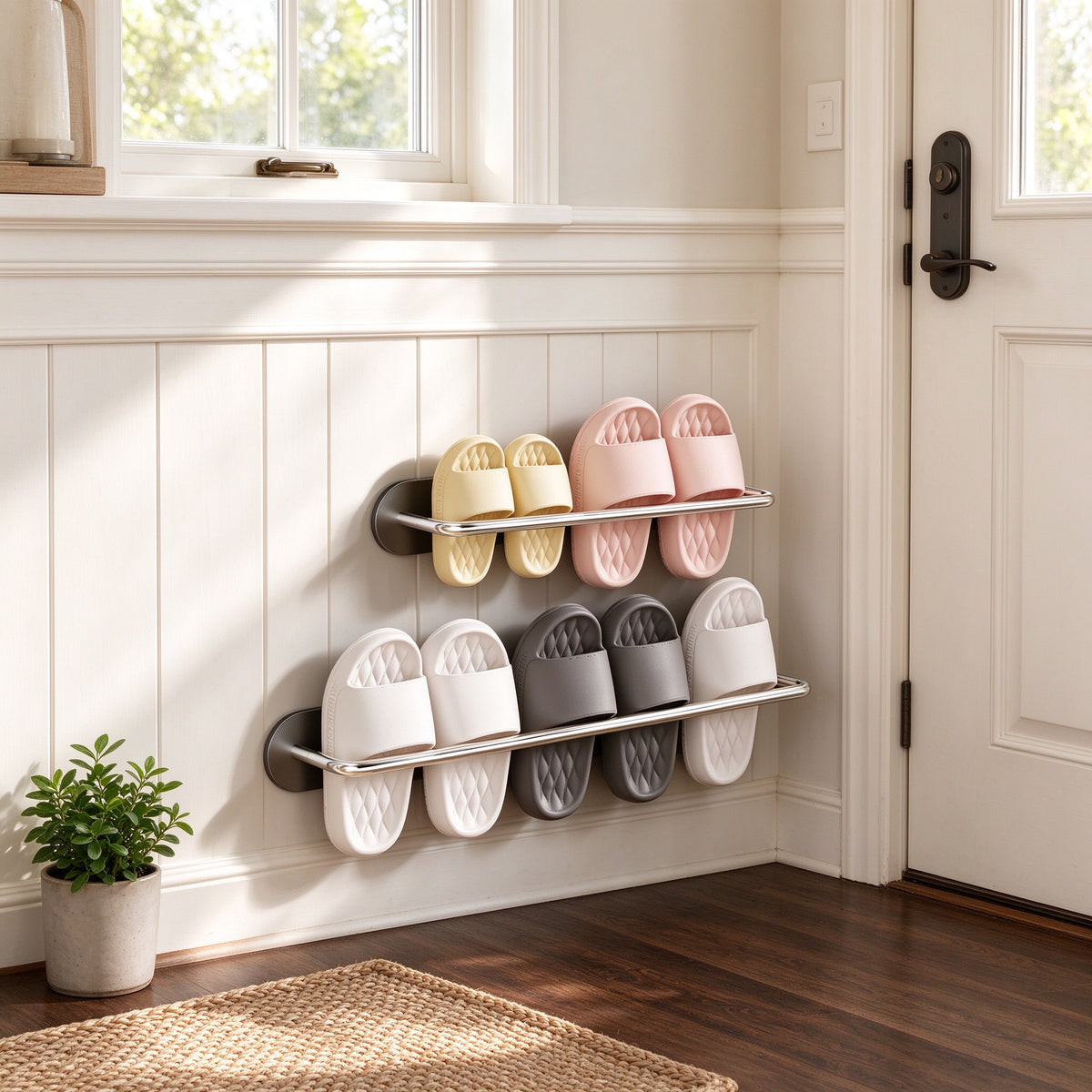 Magnetic Door Slipper Rack, 13.2 or 20.1 in, No Drilling
