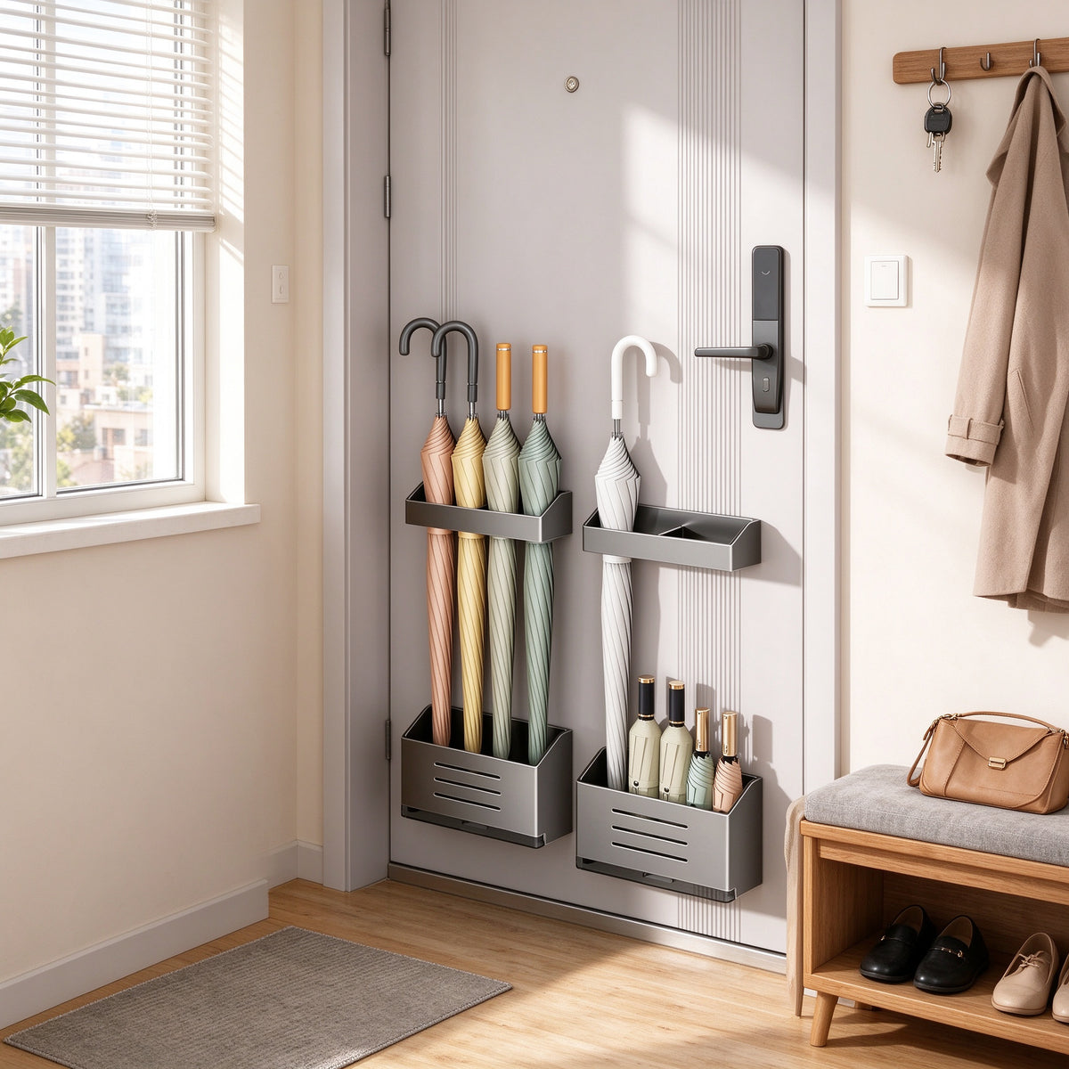 Magnetic Umbrella Holder for Steel Doors, 9.1 or 10.2 in