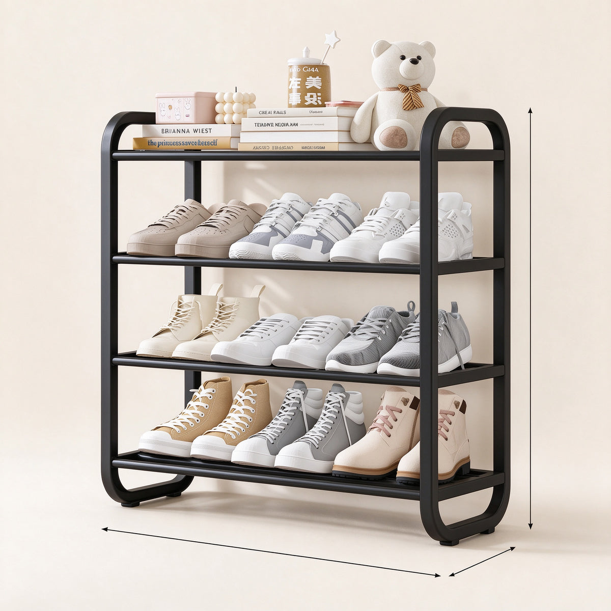 Modular Freestanding Shoe Rack, 3 or 4 Tier, 17.7-23.6 in Wide